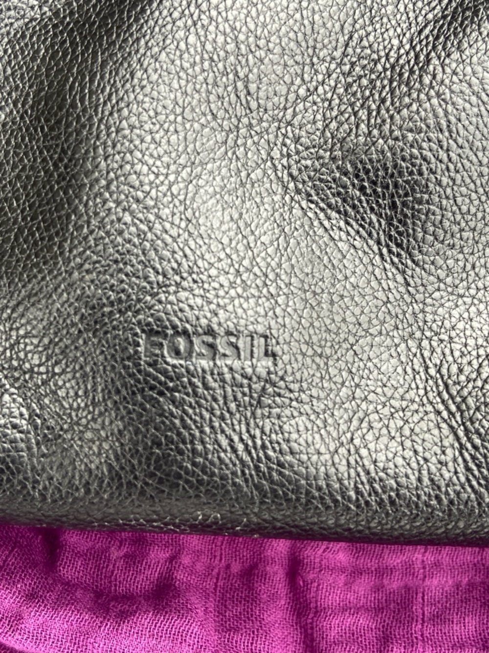 Fossil Sadie Satchel Women’s Black Leather purse with Brown Trim - Picture 4 of 9